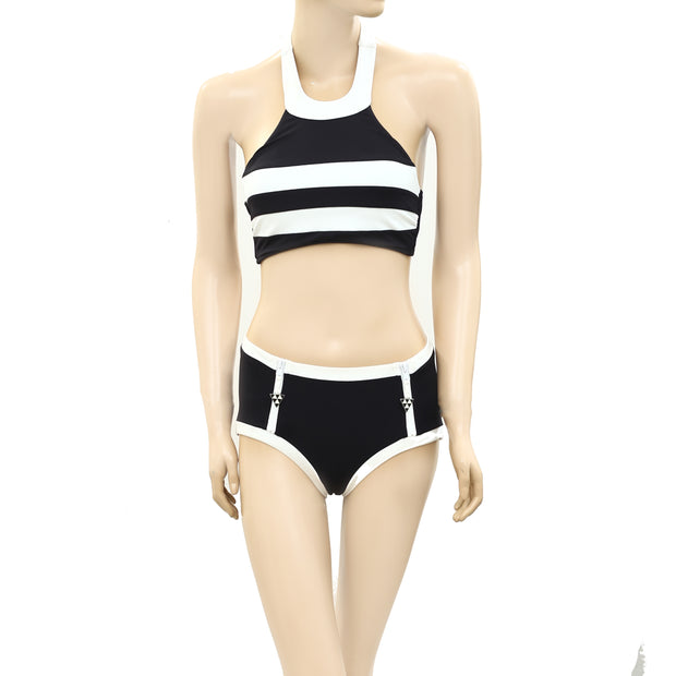Seafolly Block Party Bikini Tank Top & High Waist Pant 2 Pcs Set XS Aus-8