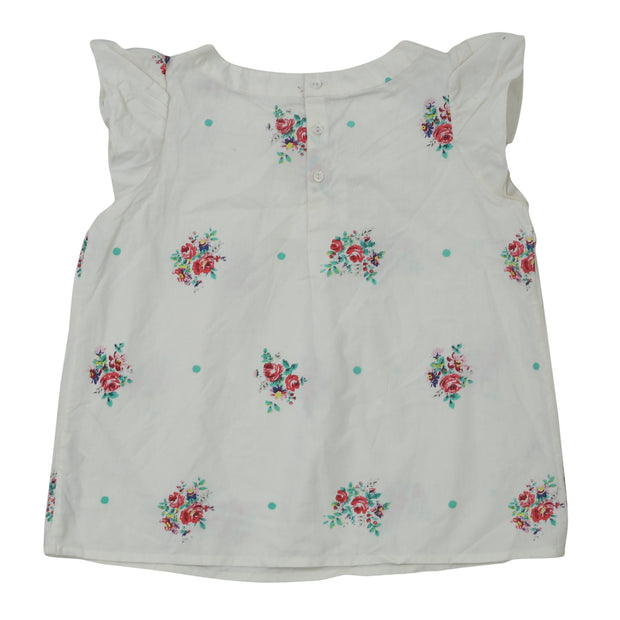 Bonpoint Kids Girls Cadelia Floral Printed Blouse Top Ivory Boho 6 Year