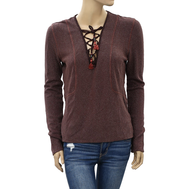 Soft Surroundings Shimmer Striped Top XS