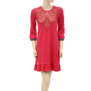 Odd Molly Anthropologie Crochet Lace Pink Mini Dress XS