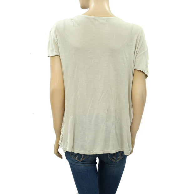 Silence+Noise Urban Outfitters Embellished Printed Blouse Top M