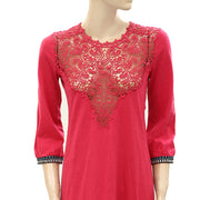 Odd Molly Anthropologie Crochet Lace Pink Mini Dress XS