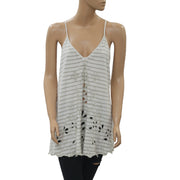 Free People Sefaring Striped Embroidered Tunic Top