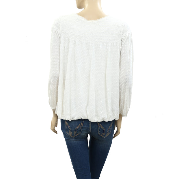 Free People Begonia Tee Embroidered Blouse Top XS