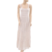 Anthropologie Lace Maxi Dress Sand Summer Cotton Tiered S New