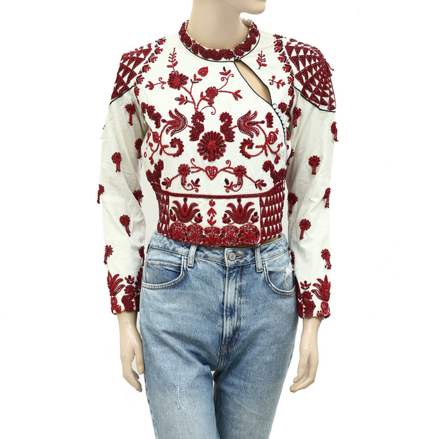 Ulla Johnson Bead Embellished Blouse Crop Top XS
