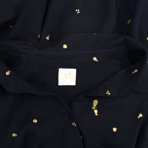 Des Petits Hauts Romy Frutti Printed Navy Shirt Top L-T3