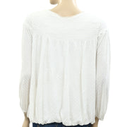 Free People Begonia Tee Embroidered Blouse Top XS