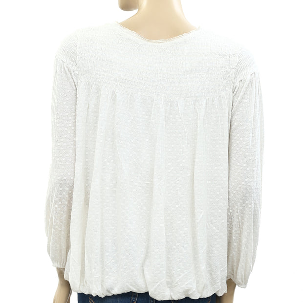Free People Begonia Tee Embroidered Blouse Top XS
