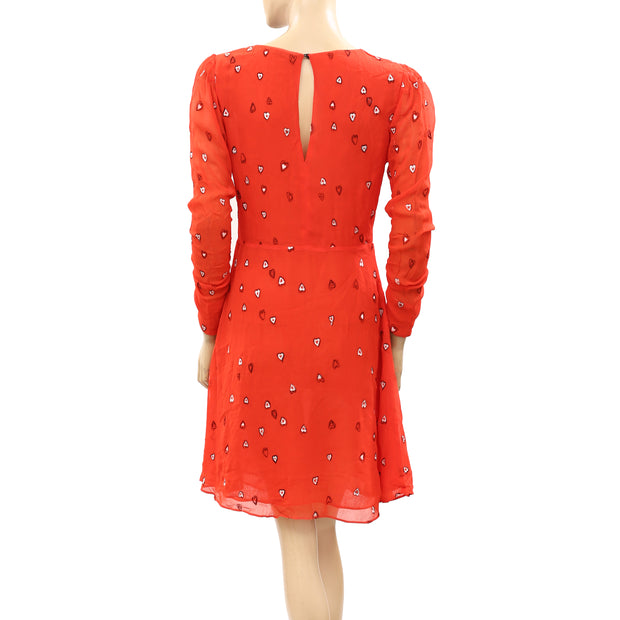 All Saints Heart Embroidered Tunic Mini Dress S