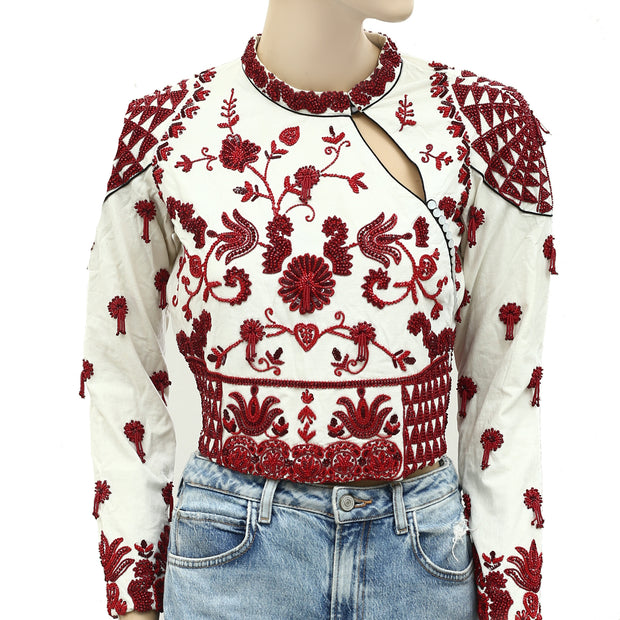 Ulla Johnson Bead Embellished Blouse Crop Top XS