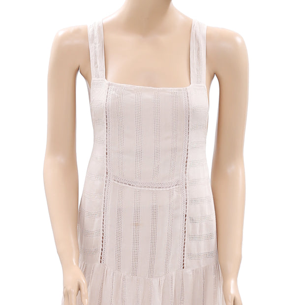 Anthropologie Lace Maxi Dress Sand Summer Cotton Tiered S New