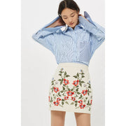 Topshop Floral Embroidered Mini Skirt S