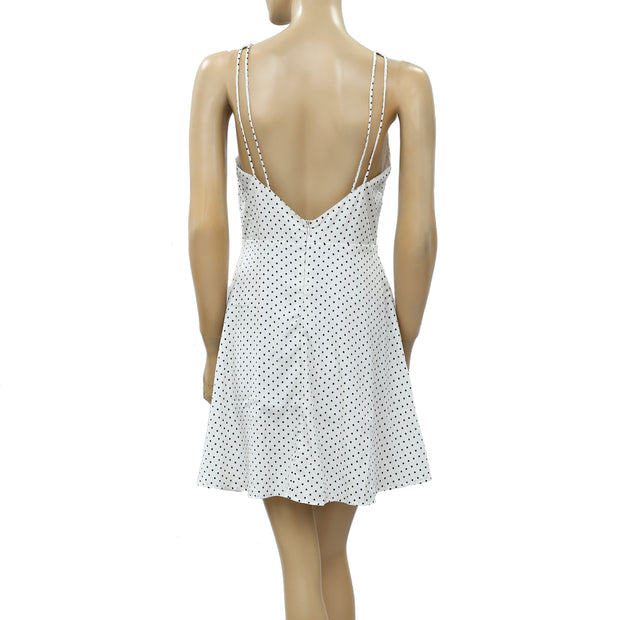 Zara Basic Polka Printed White Mini Dress XS