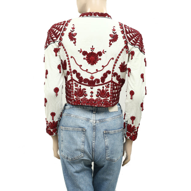 Ulla Johnson Bead Embellished Blouse Crop Top XS