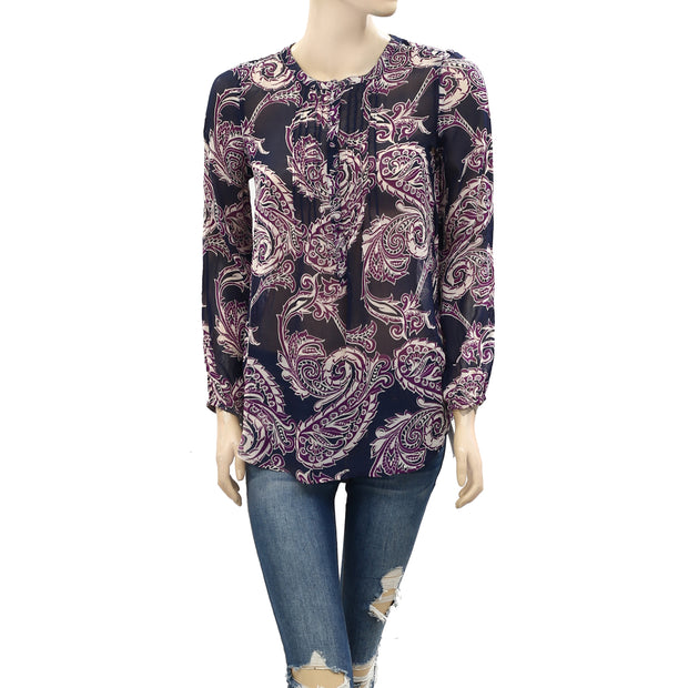 Lucky Brand Paisley Printed Shirt Tunic Top XS