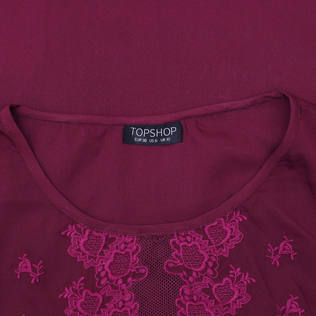 Topshop 孔眼花卉刺绣衬衫上衣 S-6
