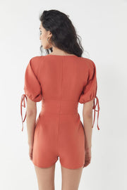 Urban Outfitters Lily Linen Button-Front Romper Dress S