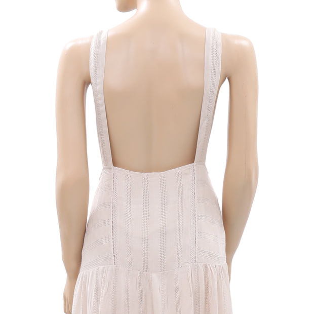 Anthropologie Lace Maxi Dress Sand Summer Cotton Tiered S New