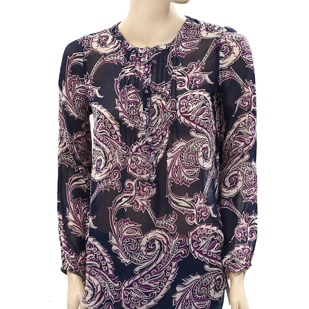 Lucky Brand Paisley Printed Shirt Tunic Top XS