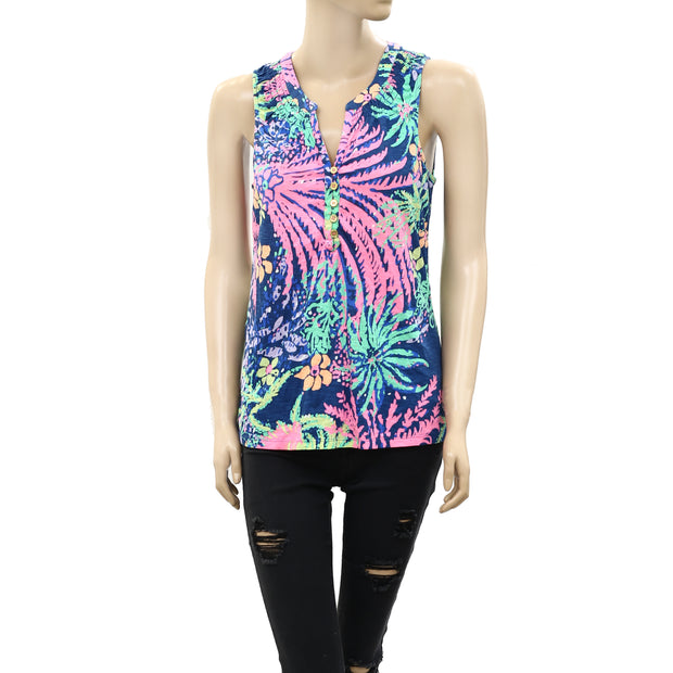 Lilly Pulitzer Essie Indigo All Glow Tank Blouse Top
