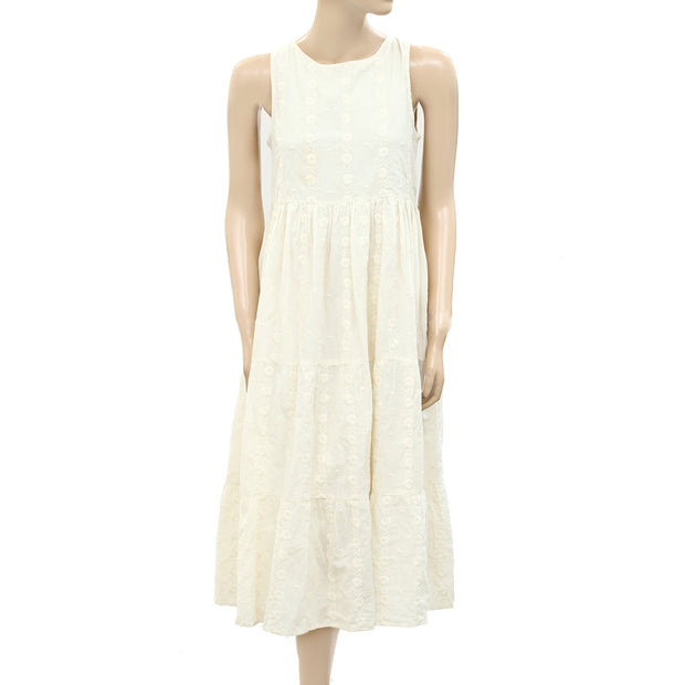 Sezane Floral Embroidered Midi Dress XS