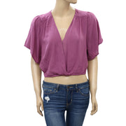 Urban Outfitters Kendra Surplice Cropped Blouse Top