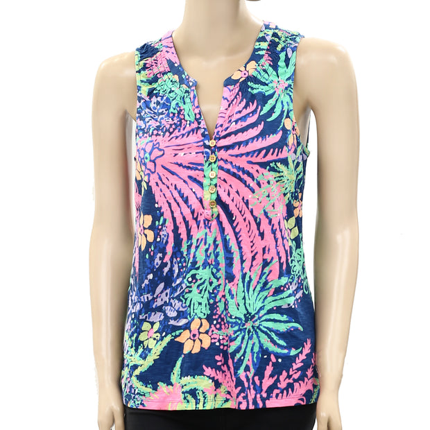 Lilly Pulitzer Essie Indigo All Glow Tank Blouse Top