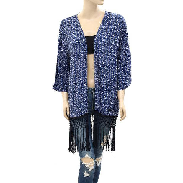 Superdry Ibiza Printed Tribal Geo Fringes Tunic Coverup Top
