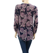 Lucky Brand Paisley Printed Shirt Tunic Top XS