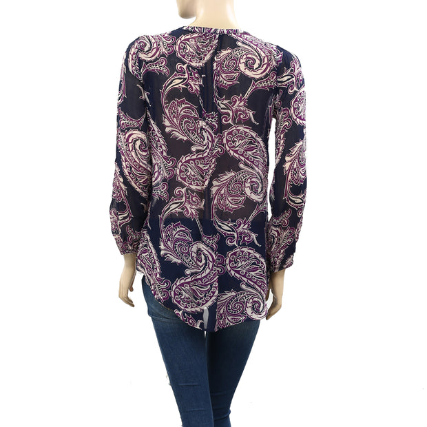 Lucky Brand Paisley Printed Shirt Tunic Top XS