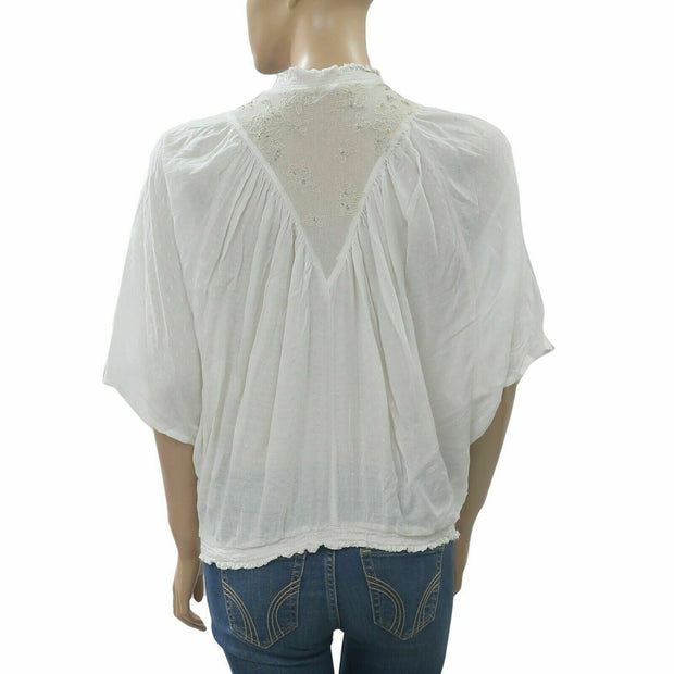 Feather Bone Anthropologie ruffle Blouse Top S
