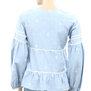 Ulla Johnson Dot Floral Embroidered Blouse Top XS