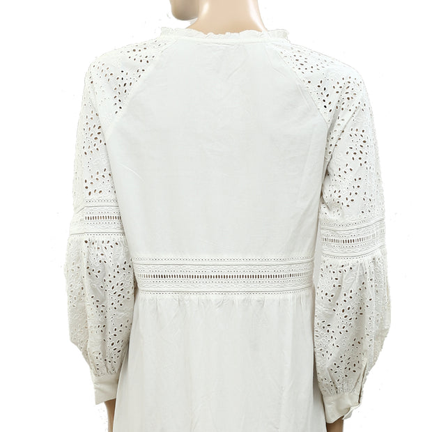 Sezane Eyelet Embroidered Maxi Dress M