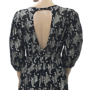 Topshop Metallic Floral Midi Dress S