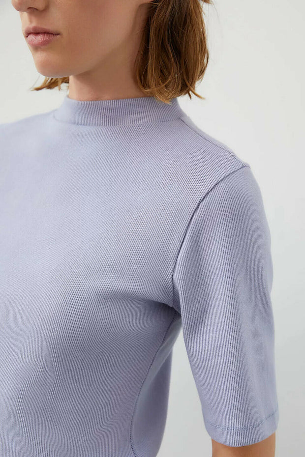 Maeve Anthropologie 小高领罗纹短款衬衫上衣