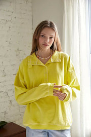 Out From Under Urban Outfitters Jacintha Reverse Henley Sweatshirt Top