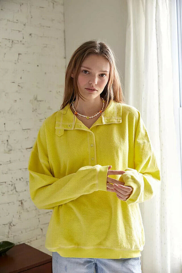 Out From Under Urban Outfitters Jacintha Reverse Henley Sweatshirt Top