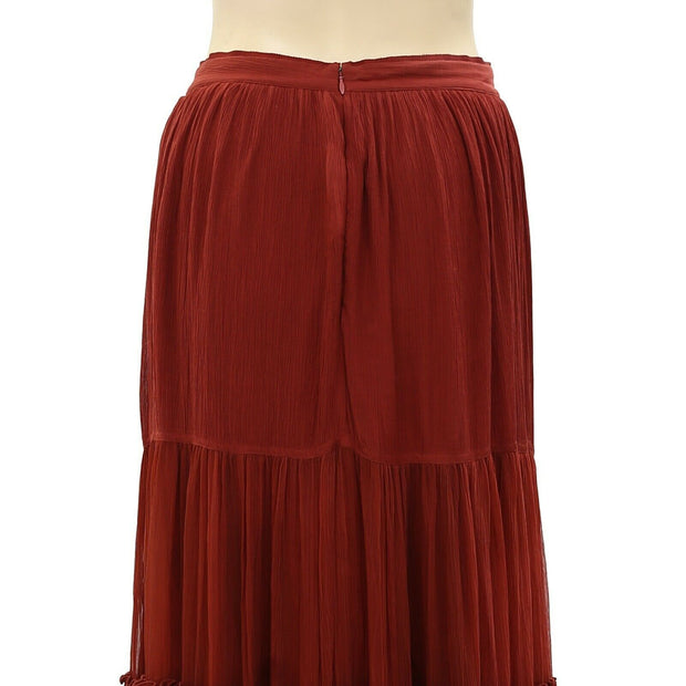 All Saints Gabi Solid Tiered Christmas Maxi Skirt M
