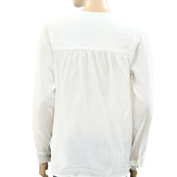 Des Petits Hauts Solid Buttondown Shirt Tunic Top S