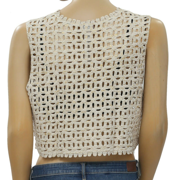 Chico's Crochet Shimmer Printed Shrug Coverup Top
