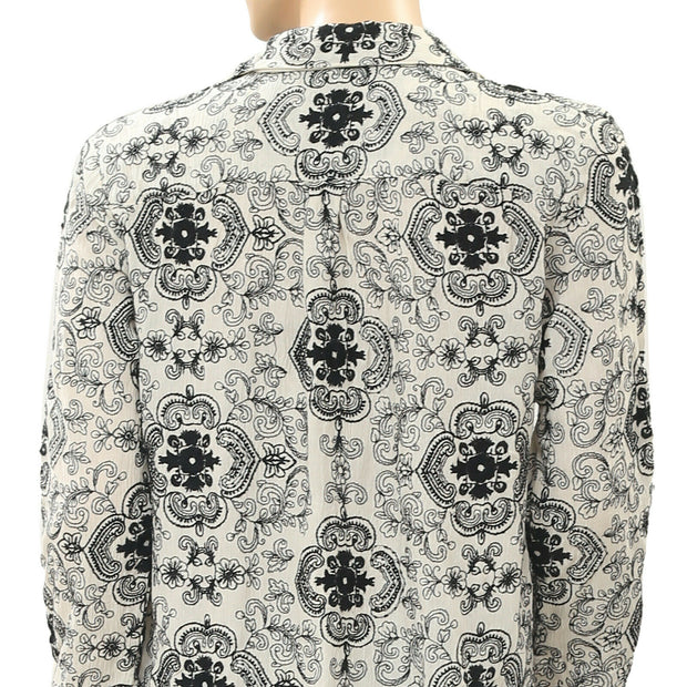 Free People Embroidered Blouse Shirt Top S
