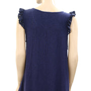 Modcloth Embroidered Ruffle Tunic Top Navy  M