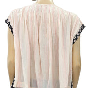 Free People Gingham Printed Blouse Top XS