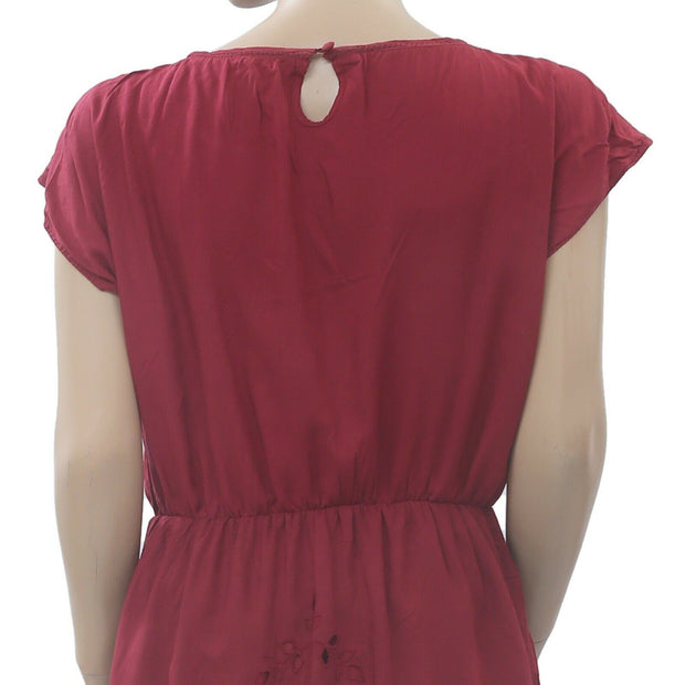 Pull And Bear Eyelet Embroidered Tunic Mini Dress M