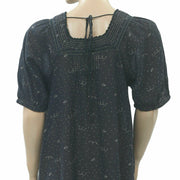 Anthropologie Dot Printed Lace Shift Mini Dress Black S