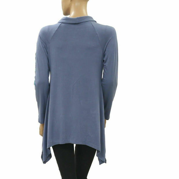 Soft Surroundings Amelia Floral Embroidered Turtle Top S