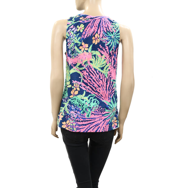 Lilly Pulitzer Essie Indigo All Glow Tank Blouse Top