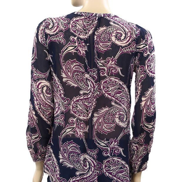 Lucky Brand Paisley Printed Shirt Tunic Top XS