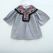 White Chocolate Kids Girls Floral Embroidered Mini Dress 6-7 Years